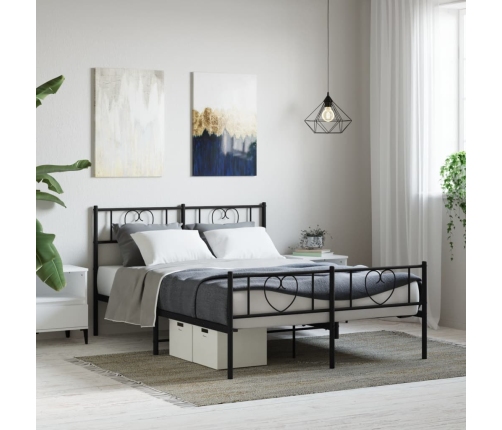 Estructura cama sin colchón con estribo metal negro 135x190 cm