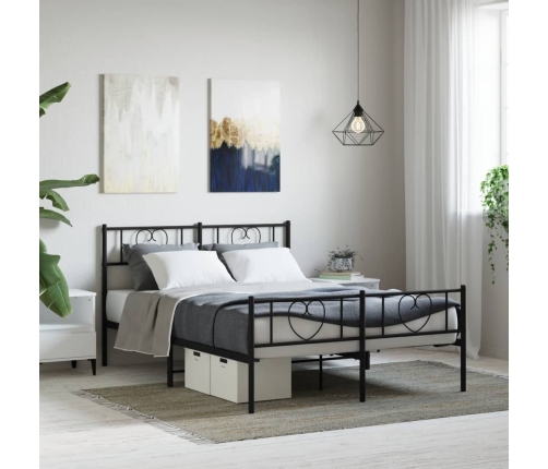 Estructura cama sin colchón con estribo metal negro 140x190 cm