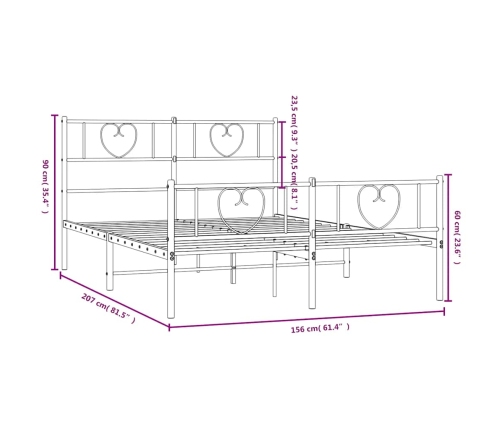 Estructura cama sin colchón con estribo metal negro 150x200 cm