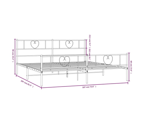 Estructura cama sin colchón con estribo metal negro 180x200 cm