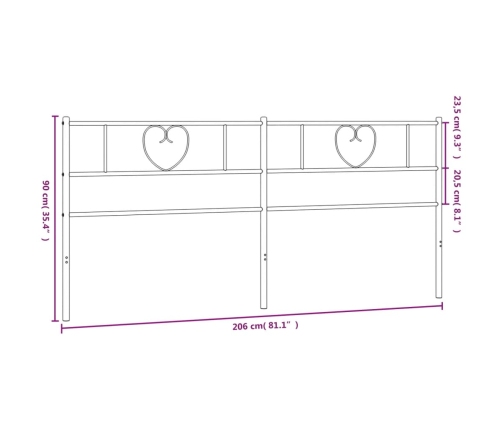 Cabecero de metal negro 200 cm