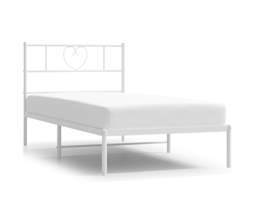 Estructura cama sin colchón con cabecero metal blanco 75x190 cm