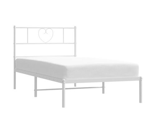 Estructura cama sin colchón con cabecero metal blanco 75x190 cm