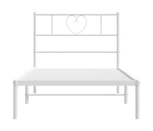 Estructura cama sin colchón con cabecero metal blanco 75x190 cm