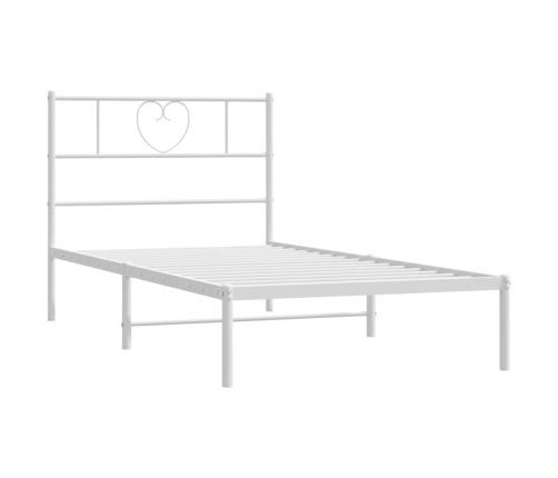 Estructura cama sin colchón con cabecero metal blanco 75x190 cm