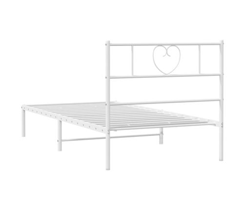 Estructura cama sin colchón con cabecero metal blanco 75x190 cm