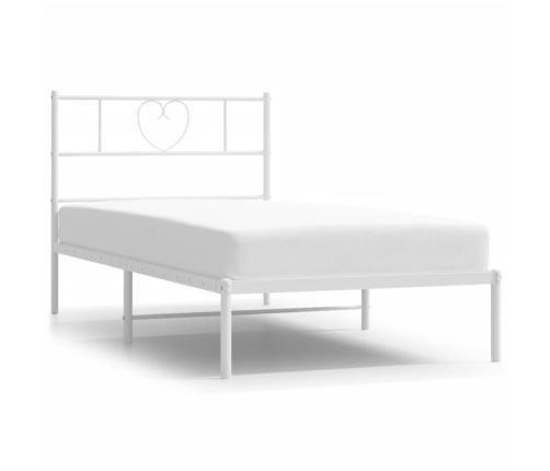 Estructura cama sin colchón con cabecero metal blanco 90x190 cm