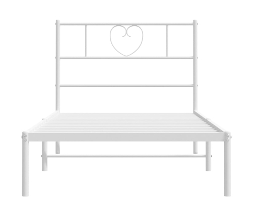 Estructura cama sin colchón con cabecero metal blanco 90x190 cm