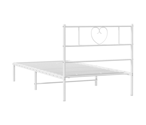 Estructura cama sin colchón con cabecero metal blanco 90x190 cm