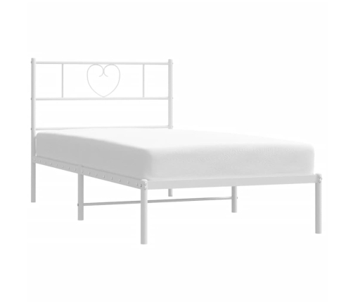 Estructura cama sin colchón con cabecero metal blanco 100x190cm