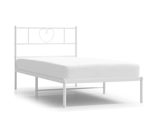 Estructura cama sin colchón con cabecero metal blanco 100x200cm