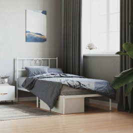 Estructura cama sin colchón con cabecero metal blanco 100x200cm