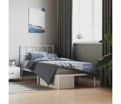 Estructura cama sin colchón con cabecero metal blanco 100x200cm