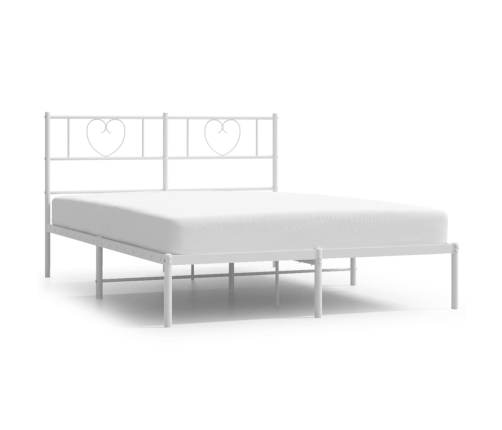 Estructura cama sin colchón con cabecero metal blanco 120x190cm