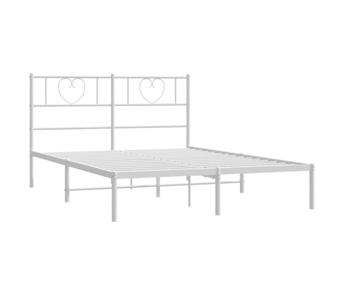 Estructura cama sin colchón con cabecero metal blanco 120x190cm