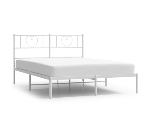 Estructura cama sin colchón con cabecero metal blanco 135x190cm