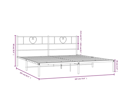 Estructura cama sin colchón con cabecero metal blanco 180x200cm