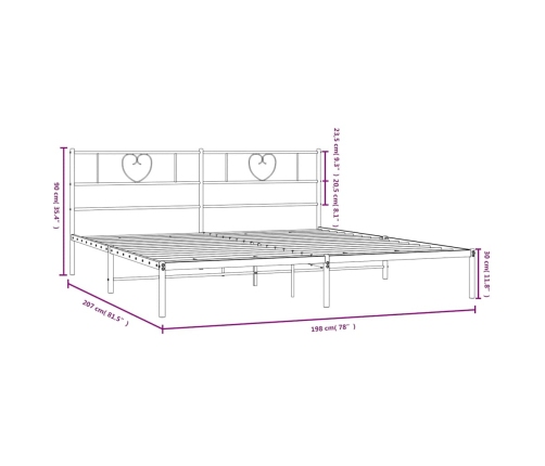 Estructura cama sin colchón con cabecero metal blanco 193x203cm