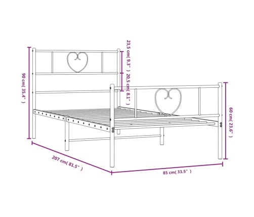 Estructura cama sin colchón con estribo metal blanco 80x200 cm