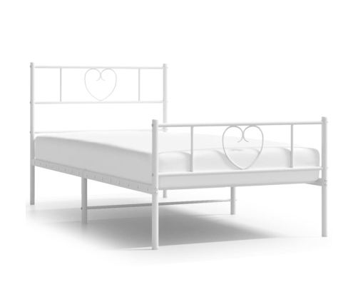Estructura cama sin colchón con estribo metal blanco 100x190 cm
