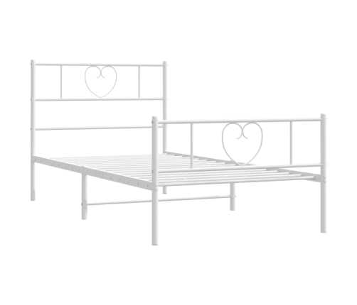 Estructura cama sin colchón con estribo metal blanco 100x190 cm