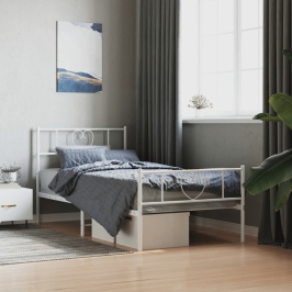 Estructura cama sin colchón con estribo metal blanco 100x190 cm