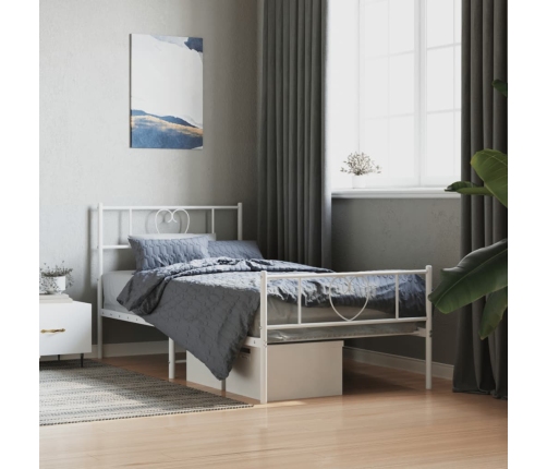 Estructura cama sin colchón con estribo metal blanco 100x190 cm