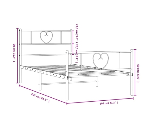 Estructura cama sin colchón con estribo metal blanco 100x200 cm