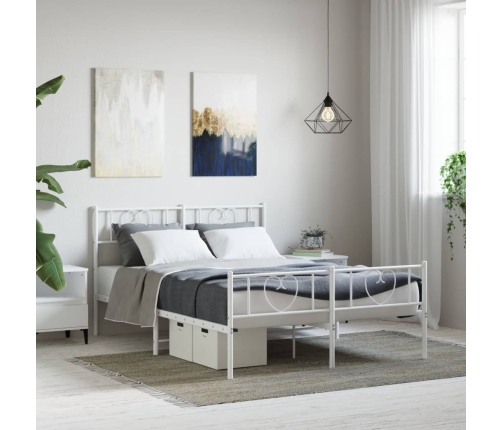 Estructura cama sin colchón con estribo metal blanco 135x190 cm