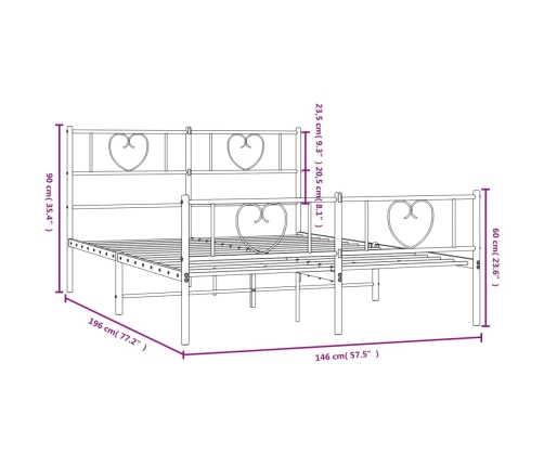 Estructura cama sin colchón con estribo metal blanco 140x190 cm