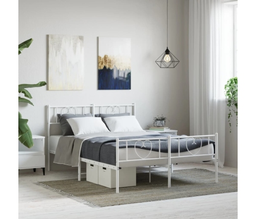 Estructura cama sin colchón con estribo metal blanco 140x190 cm