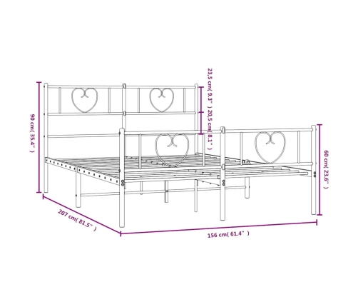 Estructura cama sin colchón con estribo metal blanco 150x200 cm
