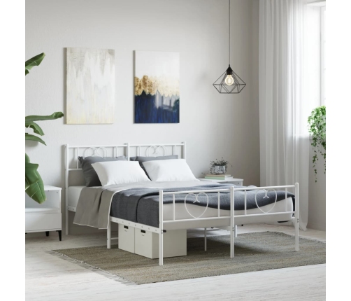 Estructura cama sin colchón con estribo metal blanco 150x200 cm