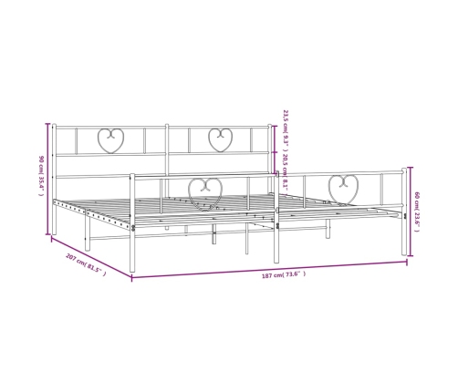 Estructura cama sin colchón con estribo metal blanco 180x200 cm