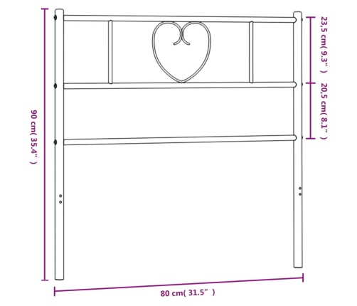 Cabecero de metal blanco 75 cm