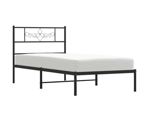 Estructura cama sin colchón con cabecero metal negro 75x190 cm