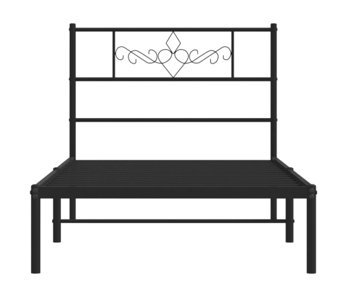 Estructura cama sin colchón con cabecero metal negro 75x190 cm