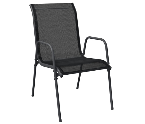 Juego de comedor para jardín 3 piezas acero y textilene negro