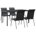 Juego de comedor para jardín 5 piezas acero y textilene negro