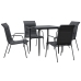 Juego de comedor para jardín 5 piezas acero y textilene negro