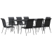 Juego de comedor para jardín 9 piezas acero y textilene negro