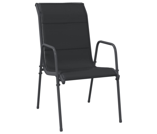 Juego de comedor para jardín 9 piezas acero y textilene negro