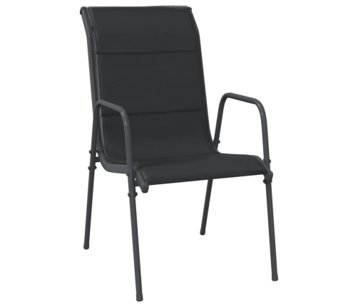Juego de comedor para jardín 5 piezas acero y textilene negro