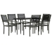 Juego de comedor para jardín 7 piezas acero y textilene negro