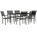 Juego de comedor para jardín 7 piezas acero y textilene negro