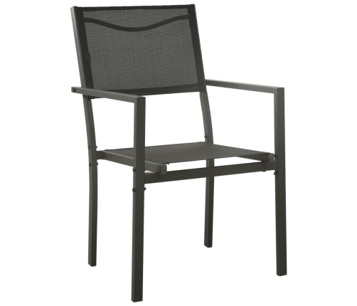 Juego de comedor para jardín 7 piezas acero y textilene negro