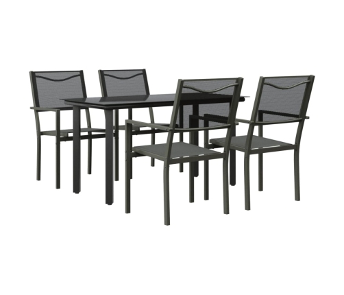 Juego de comedor para jardín 5 piezas acero y textilene negro