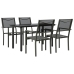 Juego de comedor para jardín 5 piezas acero y textilene negro