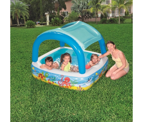 Bestway Piscina para niños con toldo azul 140x140x114 cm