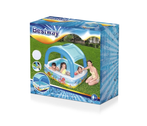 Bestway Piscina para niños con toldo azul 140x140x114 cm